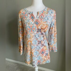 Talbots Multicolor Floral Tunic Top
